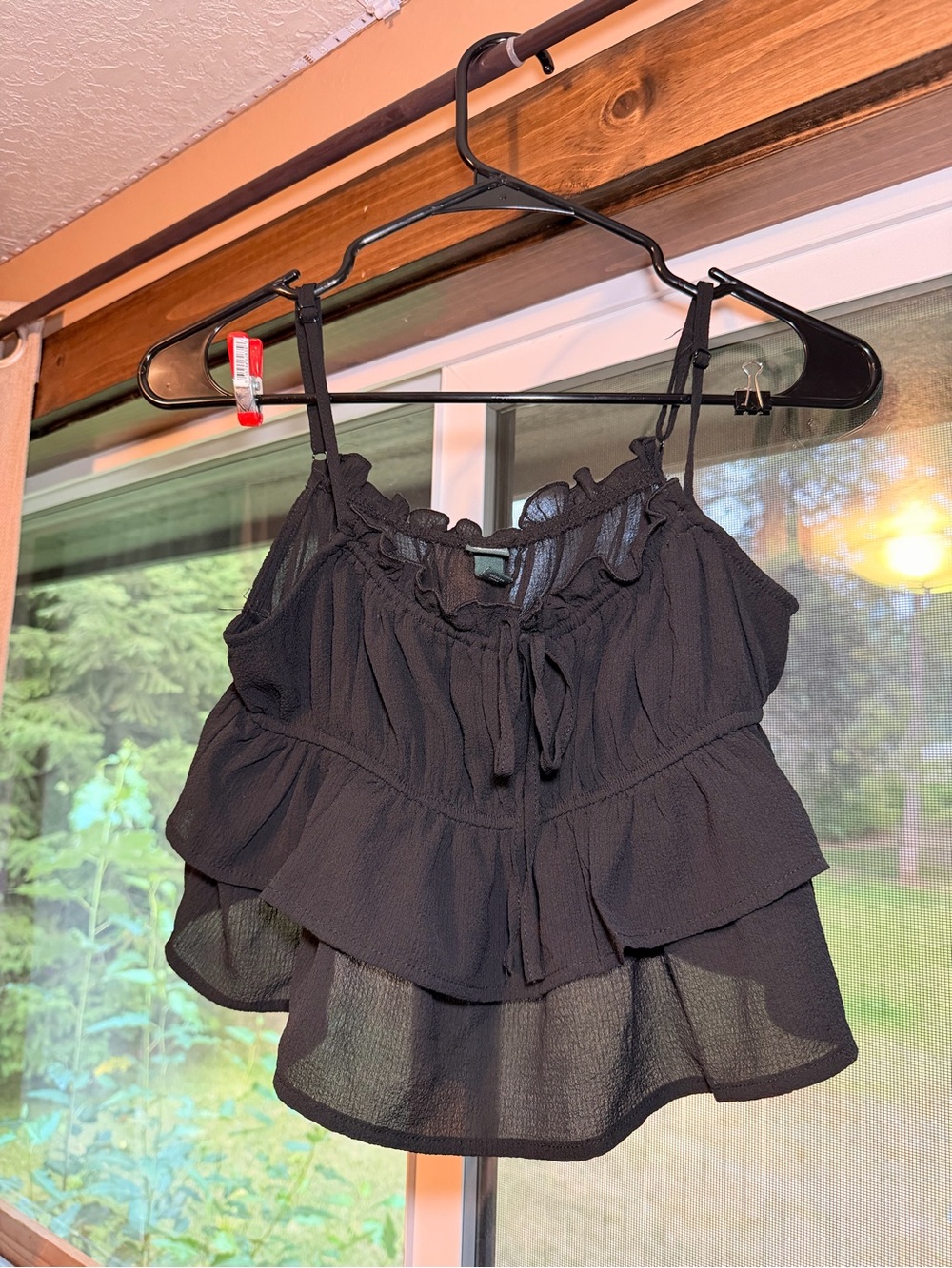 Wild Fable Black Ruffle Babydoll Cami Tank Top Size Small